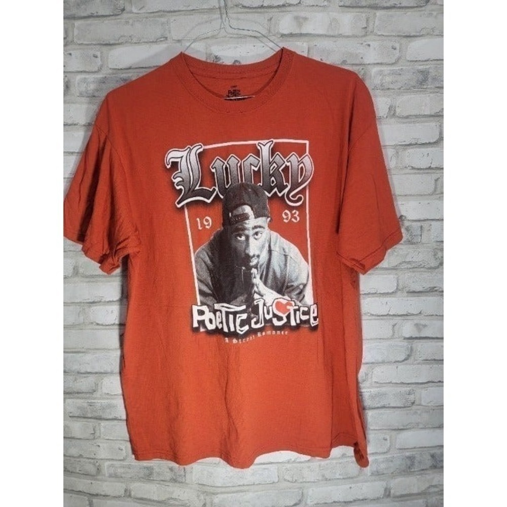 Unisex Size Large Poetic Justice Tupac T-shirt Lucky 1993 A Street Romance Orang